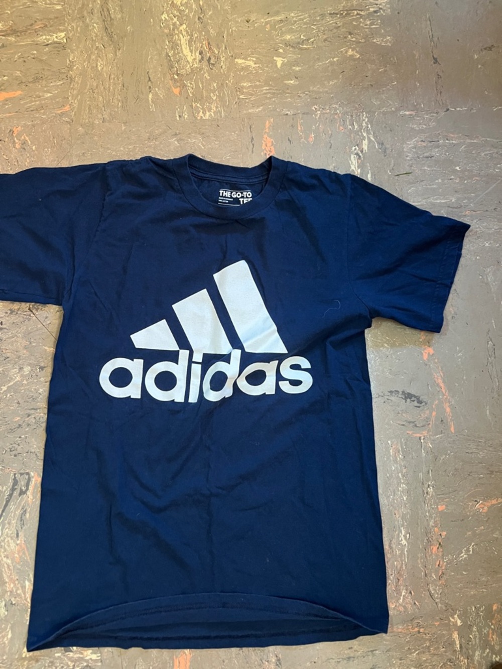 adidas Navy and White Trefoil Logo Tee